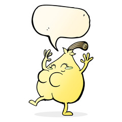 a nice pear cartoon with speech bubble