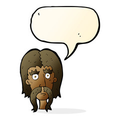 cartoon man with long mustache with speech bubble