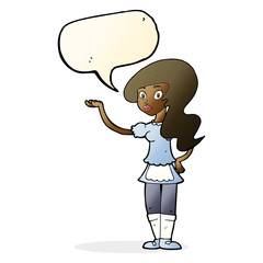cartoon waitress with speech bubble