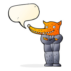cartoon fox man with speech bubble