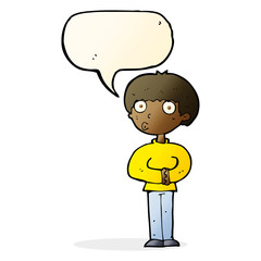 cartoon curious man with speech bubble