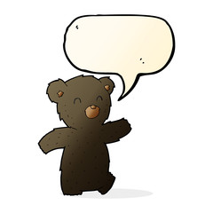 cartoon black bear with speech bubble