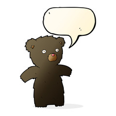 cartoon black bear with speech bubble