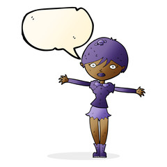 cartoon vampire girl with speech bubble