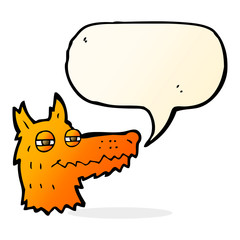 cartoon smug fox face with speech bubble