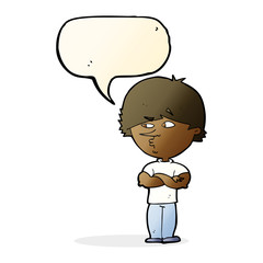 cartoon suspicious man with speech bubble