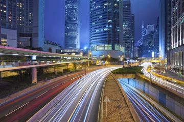 Foto op Plexiglas Hongkong. Afbeelding van het centrum van Hong Kong bij nacht. © rudi1976