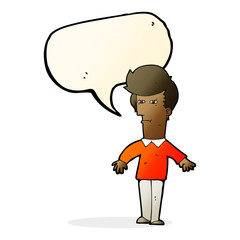 cartoon suspicious man with speech bubble