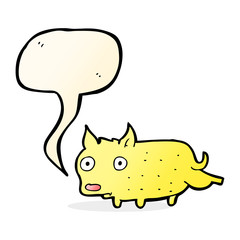cartoon little dog cocking leg with speech bubble