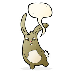 funny cartoon rabbit with speech bubble