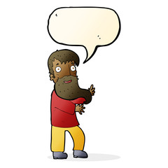 cartoon excited bearded man with speech bubble