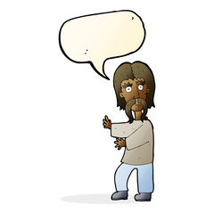 cartoon mustache man with speech bubble