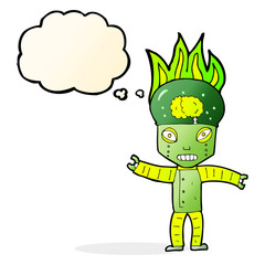 funny cartoon robot with speech bubble