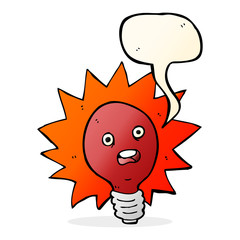 cartoon red lightbulb with speech bubble