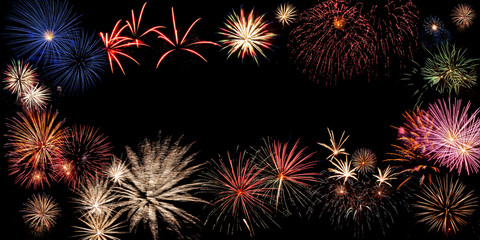 Holiday banner with fireworks