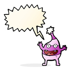 cartoon funny creature with speech bubble