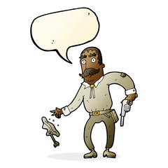 cartoon wild west cowboy with speech bubble