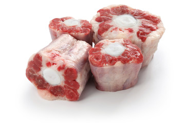 fresh raw oxtail isolated on white background