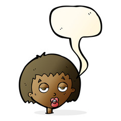 cartoon bored woman with speech bubble