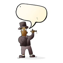 cartoon smoking gentleman with speech bubble