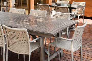 table and chairs in outdoor cafe