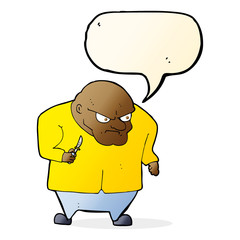 cartoon evil man with speech bubble