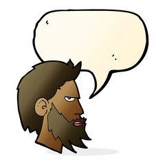 cartoon man with beard with speech bubble