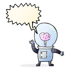 cartoon robot cyborg with speech bubble