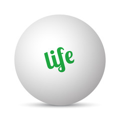 Life text 3d sphere ball