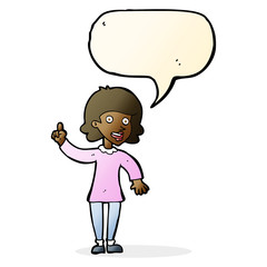 cartoon woman with idea with speech bubble