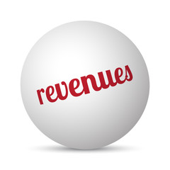 Revenues text 3d sphere ball