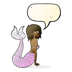 cartoon mermaid with speech bubble
