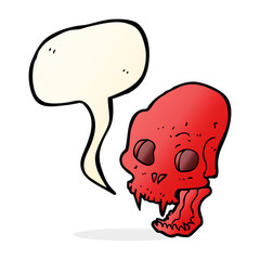 cartoon spooky vampire skull with speech bubble