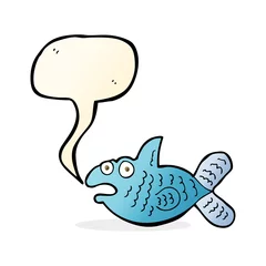 Keuken spatwand met foto cartoon fish with speech bubble © lineartestpilot