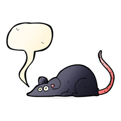 cartoon black rat with speech bubble
