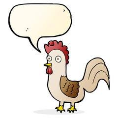 cartoon rooster with speech bubble