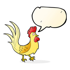 cartoon cockerel with speech bubble
