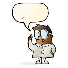 cartoon scientist with speech bubble
