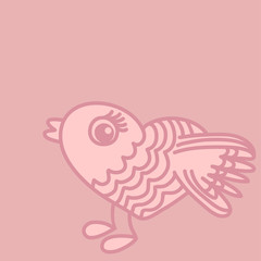 Cute birds cartoon drawing in heart form.