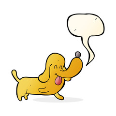 cartoon happy dog with speech bubble