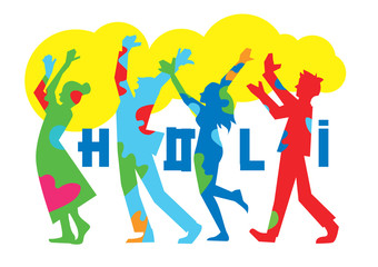 Holi festival, vector illustration. The traditional Indian festival. Bengali New Year. Holiday of spring and nature.