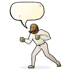 cartoon retro boxer man with speech bubble