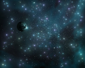 Obraz na płótnie Canvas The stars in the galaxy, a stellar nebula, planets in space