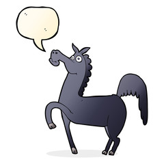 funny cartoon horse with speech bubble