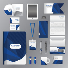 White identity template with blue origami elements. Vector compa © ploygraphic