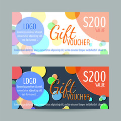 Gift voucher template. Back and front side of the coupon.Vector illustration.