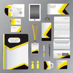 White identity template with Yellow origami elementsVector compa © ploygraphic