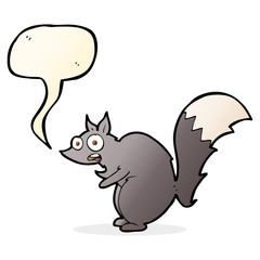 funny startled squirrel cartoon with speech bubble