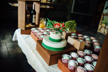 Beautiful delicious white wedding cake