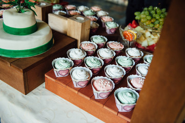 Beautiful delicious white wedding cake